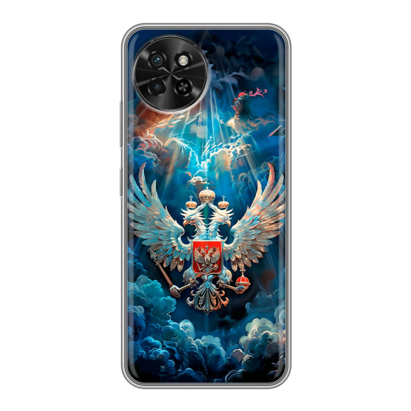 Силиконовый чехол на Itel S23 с принтом Герб флаг России Силиконовый чехол на Itel S23 с принтом Герб флаг России