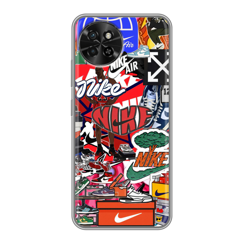 Силиконовый чехол на Itel S23 с принтом Найк Nike яркий Силиконовый чехол на Itel S23 с принтом Найк Nike яркий