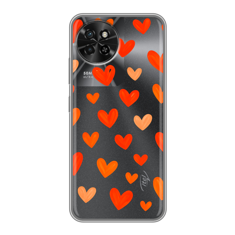 Силиконовый чехол на Itel S23 с принтом Сердечки Силиконовый чехол на Itel S23 с принтом Сердечки