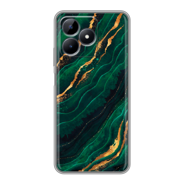 Силиконовый чехол на Realme C51 с принтом Мрамор зеленое золото