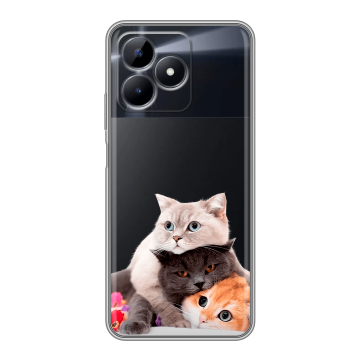 Силиконовый чехол на Realme C51 с принтом Кошки