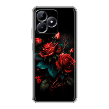 Силиконовый чехол на Realme C51 с принтом Розы красные Силиконовый чехол на Realme C51 с принтом Розы красные