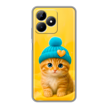 Силиконовый чехол на Realme C51 с принтом Котенок в шапке Силиконовый чехол на Realme C51 с принтом Котенок в шапке