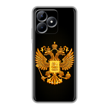 Силиконовый чехол на Realme C51 с принтом Герб России желтый Силиконовый чехол на Realme C51 с принтом Герб России желтый
