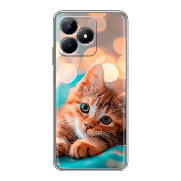 Силиконовый чехол на Realme C51 с принтом котик Силиконовый чехол на Realme C51 с принтом котик