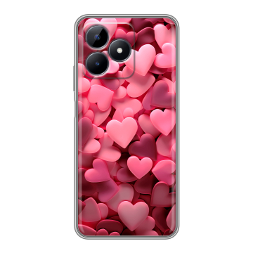 Силиконовый чехол на Realme C51 с принтом розовые сердечки Силиконовый чехол на Realme C51 с принтом розовые сердечки