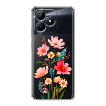 Силиконовый чехол на Realme C51 с принтом Цветы Силиконовый чехол на Realme C51 с принтом Цветы