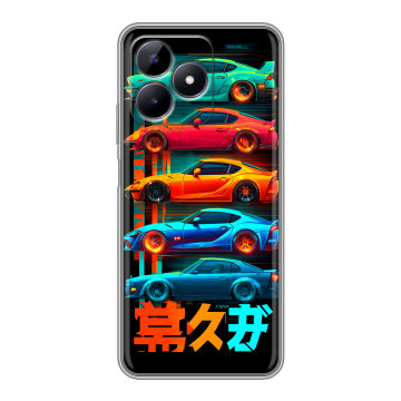 Силиконовый чехол на Realme C51 с принтом машины тачки Силиконовый чехол на Realme C51 с принтом машины тачки