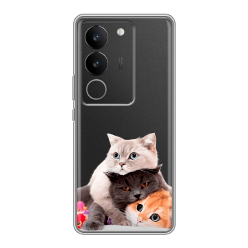 Силиконовый чехол на Vivo V29 с принтом Кошки Силиконовый чехол на Vivo V29 с принтом Кошки