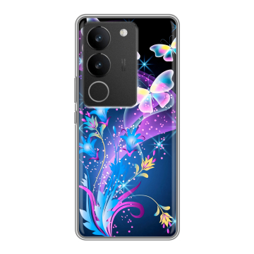 Силиконовый чехол на Vivo V29 с принтом Бабочки Силиконовый чехол на Vivo V29 с принтом Бабочки