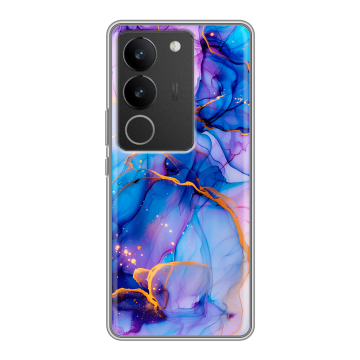 Силиконовый чехол на Vivo V29 с принтом синий мрамор Силиконовый чехол на Vivo V29 с принтом синий мрамор