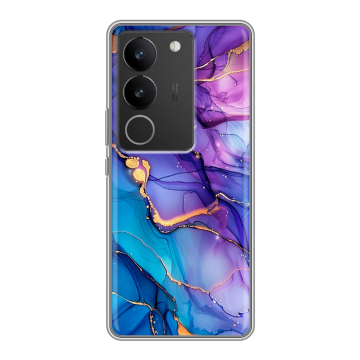 Силиконовый чехол на Vivo V29 с принтом синий мрамор Силиконовый чехол на Vivo V29 с принтом синий мрамор