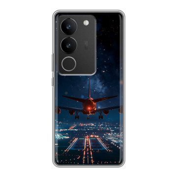 Силиконовый чехол на Vivo V29 с принтом самолет Силиконовый чехол на Vivo V29 с принтом самолет