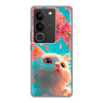 Силиконовый чехол на Vivo V29 с принтом Красивый кот