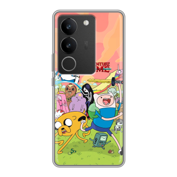 Силиконовый чехол на Vivo V29 с принтом Adventure time Время приключений
