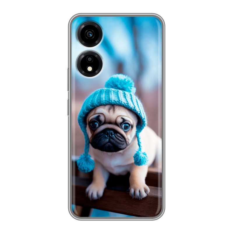 Силиконовый чехол на Huawei Honor X5 Plus с принтом Мопс в шапке Силиконовый чехол на Huawei Honor X5 Plus с принтом Мопс в шапке