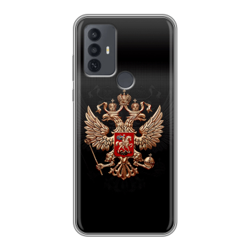 Силиконовый чехол на TCL 30E с принтом Герб России