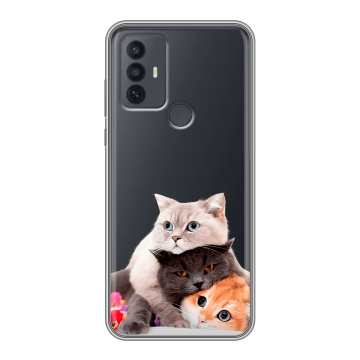 Силиконовый чехол на TCL 30E с принтом Кошки Силиконовый чехол на TCL 30E с принтом Кошки
