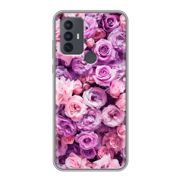 Силиконовый чехол на TCL 30E с принтом лавандовые розы