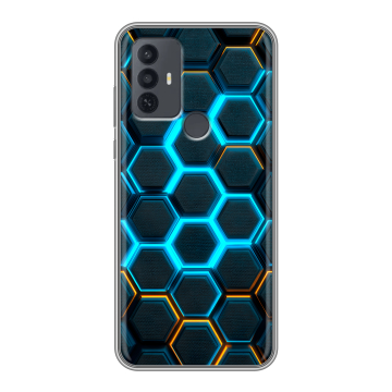 Силиконовый чехол на TCL 30E с принтом Неоновые соты Силиконовый чехол на TCL 30E с принтом Неоновые соты