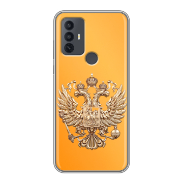 Силиконовый чехол на TCL 30E с принтом Герб Флаг России