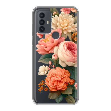 Силиконовый чехол на TCL 30E с принтом цветы