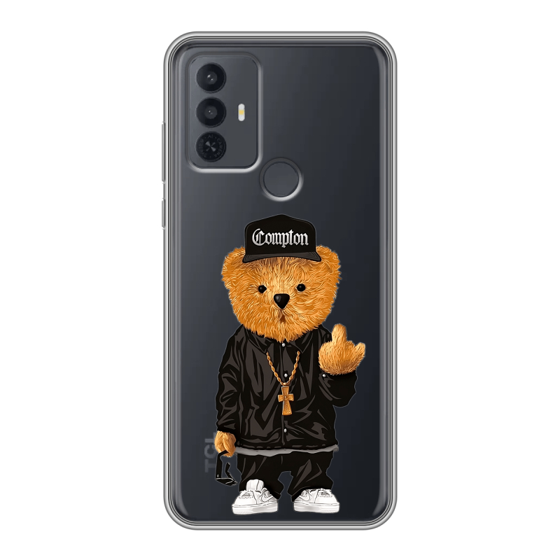 Силиконовый чехол на TCL 30E с принтом Мишка Силиконовый чехол на TCL 30E с принтом Мишка