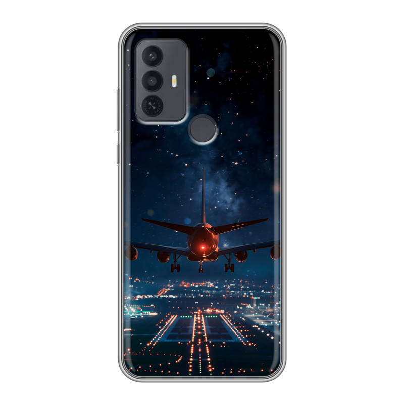 Силиконовый чехол на TCL 30E с принтом самолет Силиконовый чехол на TCL 30E с принтом самолет