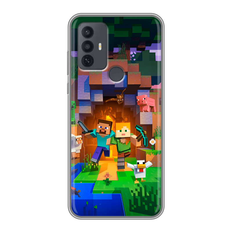 Силиконовый чехол на TCL 30E с принтом Майнкрафт Minecraft Силиконовый чехол на TCL 30E с принтом Майнкрафт Minecraft