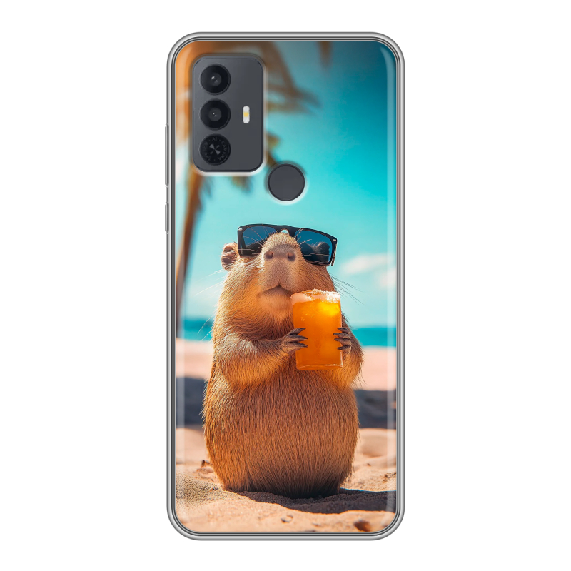 Силиконовый чехол на TCL 30E с принтом Капибара Силиконовый чехол на TCL 30E с принтом Капибара
