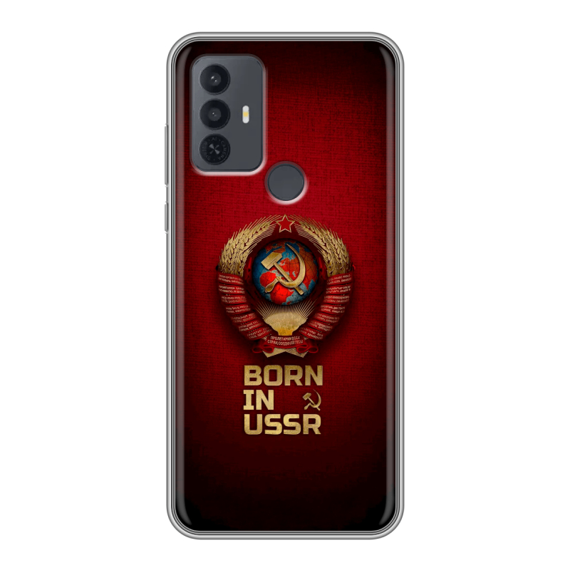 Силиконовый чехол на TCL 30E с принтом Флаг Герб СССР Силиконовый чехол на TCL 30E с принтом Флаг Герб СССР