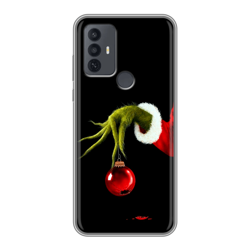 Силиконовый чехол на TCL 30E с принтом Новый год Гринч Силиконовый чехол на TCL 30E с принтом Новый год Гринч