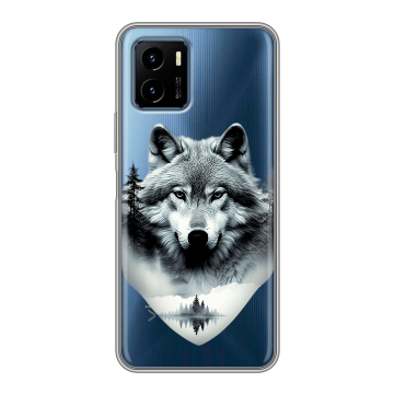 Силиконовый чехол на Vivo Y15s с принтом Волк в лесу Силиконовый чехол на Vivo Y15s с принтом Волк в лесу