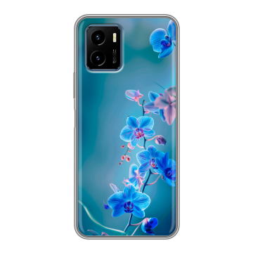 Силиконовый чехол на Vivo Y15s с принтом Голубые цветы Силиконовый чехол на Vivo Y15s с принтом Голубые цветы