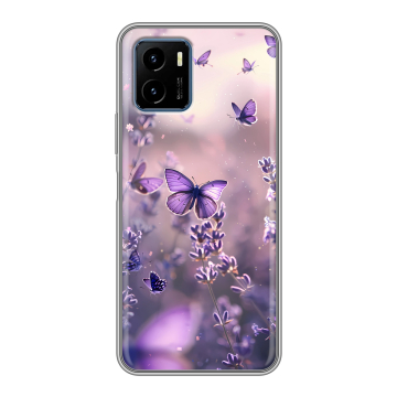 Силиконовый чехол на Vivo Y15s с принтом бабочки и лаванда Силиконовый чехол на Vivo Y15s с принтом бабочки и лаванда