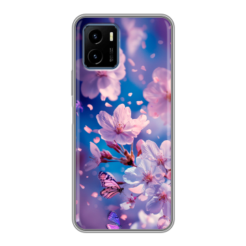 Силиконовый чехол на Vivo Y15s с принтом цветы бабочки Силиконовый чехол на Vivo Y15s с принтом цветы бабочки