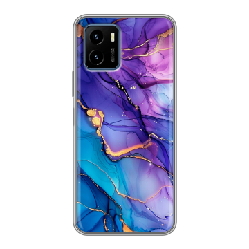 Силиконовый чехол на Vivo Y15s с принтом синий мрамор Силиконовый чехол на Vivo Y15s с принтом синий мрамор