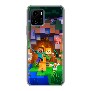 Силиконовый чехол на Vivo Y15s с принтом Майнкрафт Minecraft