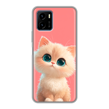 Силиконовый чехол на Vivo Y15s с принтом Розовый котенок