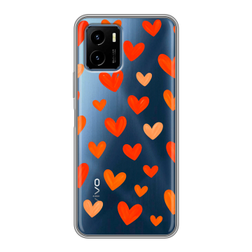 Силиконовый чехол на Vivo Y15s с принтом Сердечки