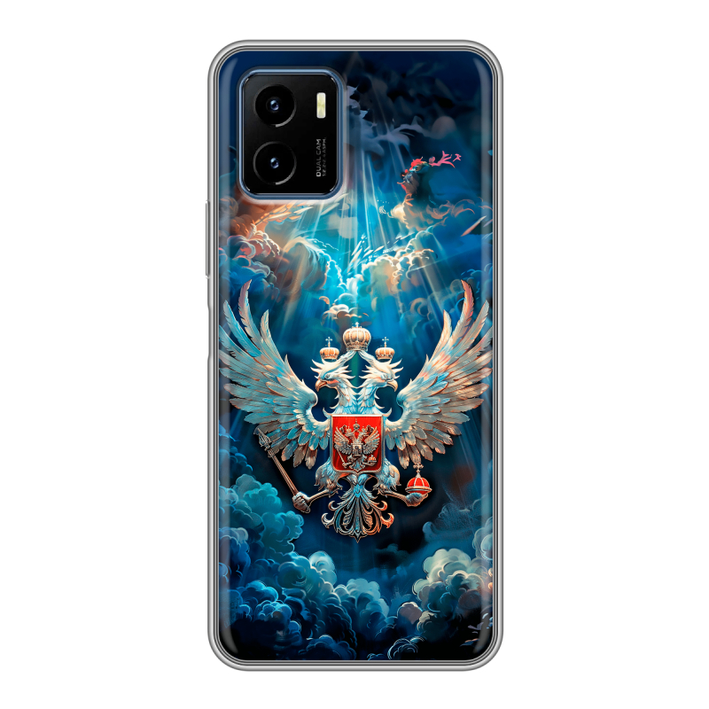 Силиконовый чехол на Vivo Y15s с принтом Герб флаг России Силиконовый чехол на Vivo Y15s с принтом Герб флаг России