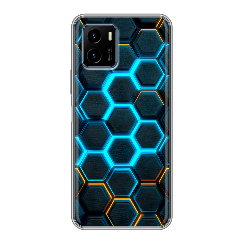 Силиконовый чехол на Vivo Y15s с принтом Неоновые соты Силиконовый чехол на Vivo Y15s с принтом Неоновые соты