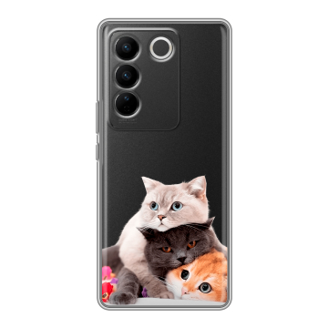 Силиконовый чехол на Vivo V27 PRO с принтом Кошки Силиконовый чехол на Vivo V27 PRO с принтом Кошки