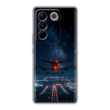 Силиконовый чехол на Vivo V27 PRO с принтом самолет