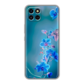 Силиконовый чехол на Infinix SMART 6 HD с принтом Голубые цветы
