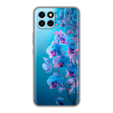 Силиконовый чехол на Infinix SMART 6 HD с принтом голубые орхидеи
