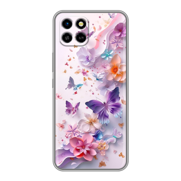 Силиконовый чехол на Infinix SMART 6 HD с принтом цветы бабочки