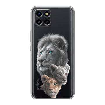 Силиконовый чехол на Infinix SMART 6 HD с принтом Львы