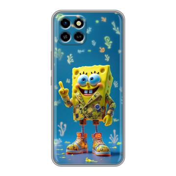 Силиконовый чехол на Infinix SMART 6 HD с принтом Спанч боб Спанчбоб