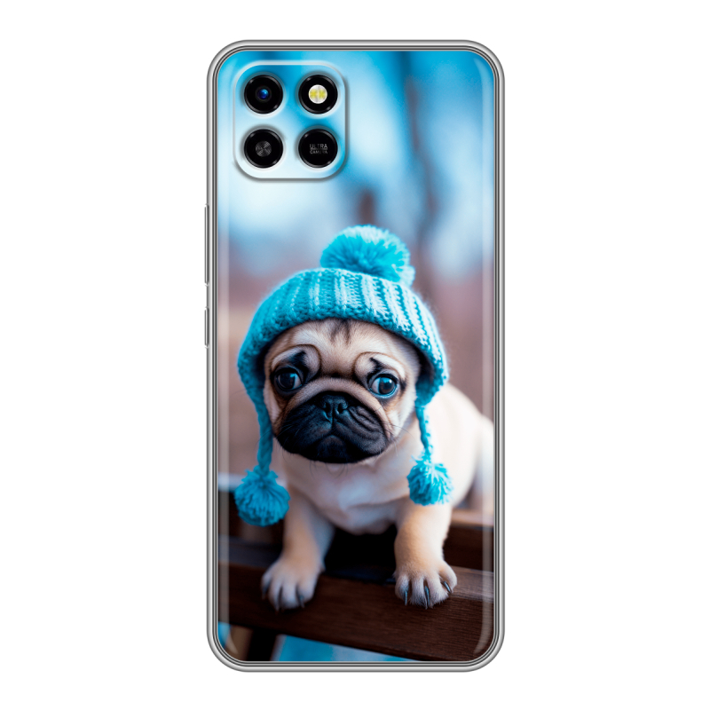 Силиконовый чехол на Infinix SMART 6 HD с принтом Мопс в шапке Силиконовый чехол на Infinix SMART 6 HD с принтом Мопс в шапке